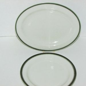 Royal Doulton Hotel Ware Country Club Oval Platter & Side Plate Green Band 2 Pc.